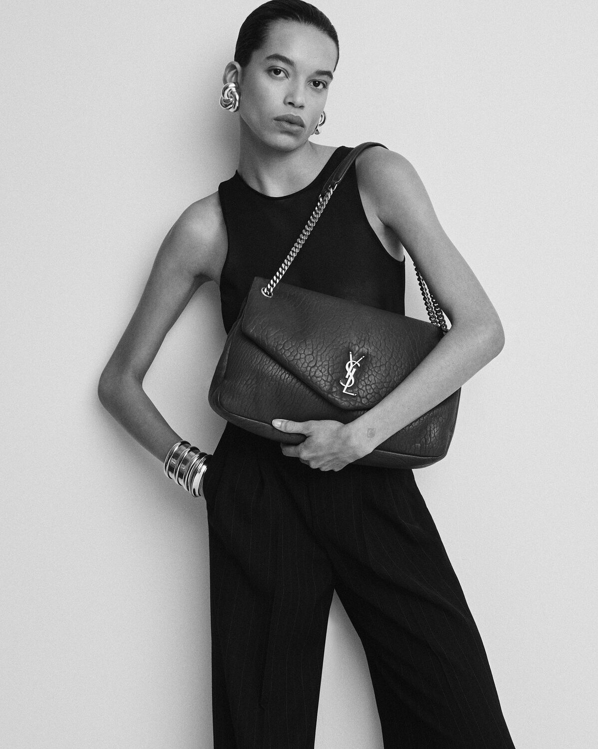 YSL Calypso Large in Grained Lambskin - Image 7